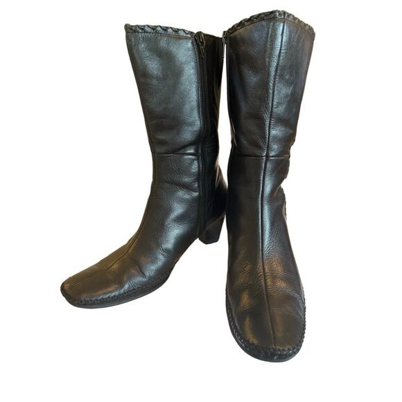 Pikolinos Black Leather Mid Calf Boots Women’s 38 US 7.5 European Made EUC - Picture 1 of 9
